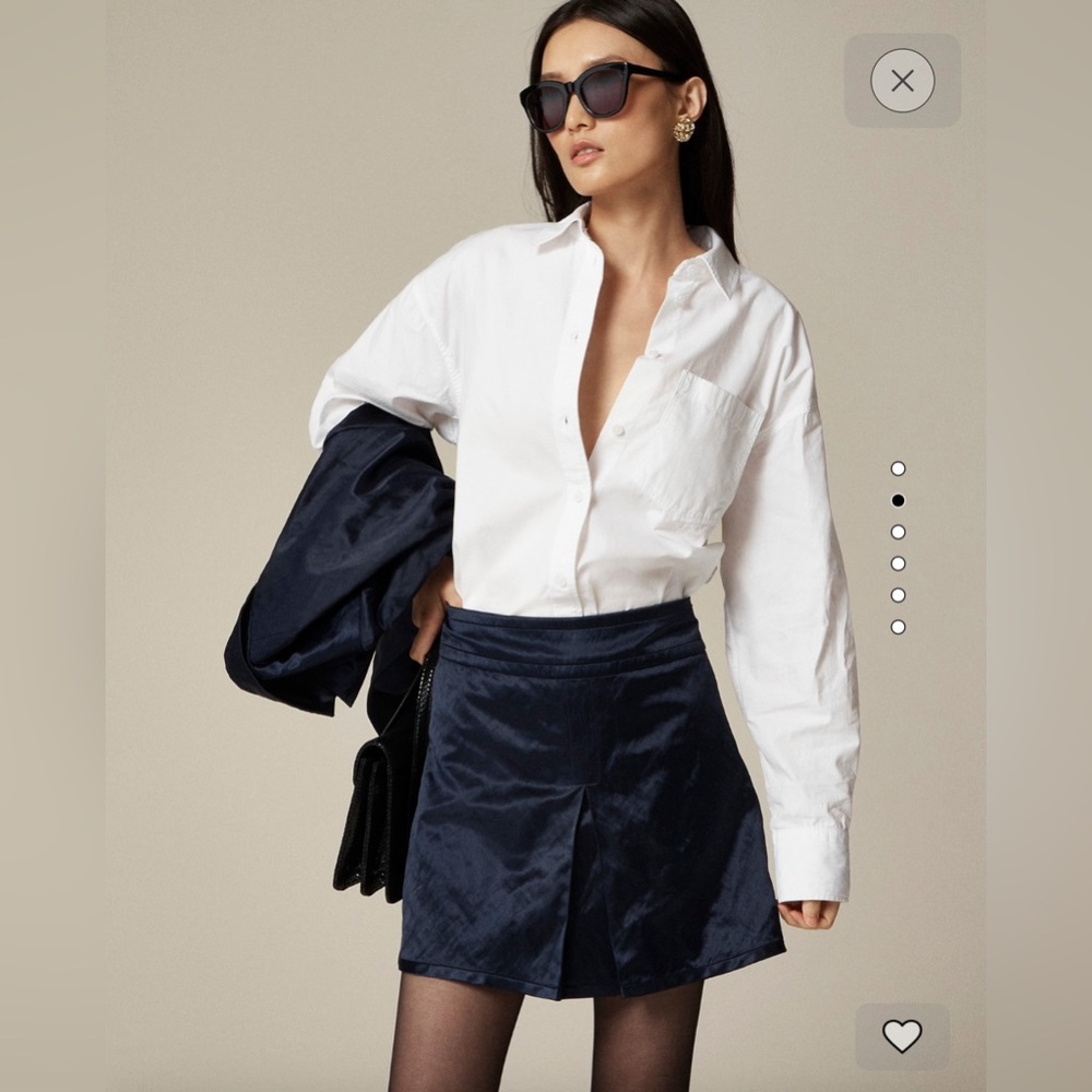 Collection center pleat mini skirt in textured satin